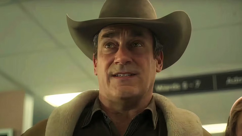 Monti wears a cowboy hat on Landman