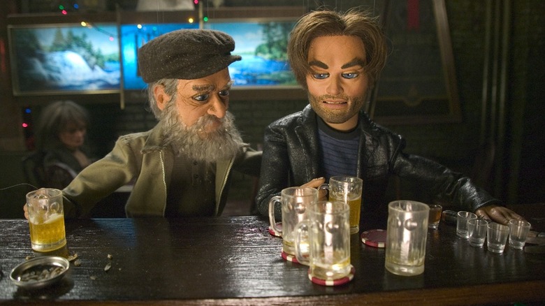 Gary Johnston getting drunk with an old man in Team America: World Police