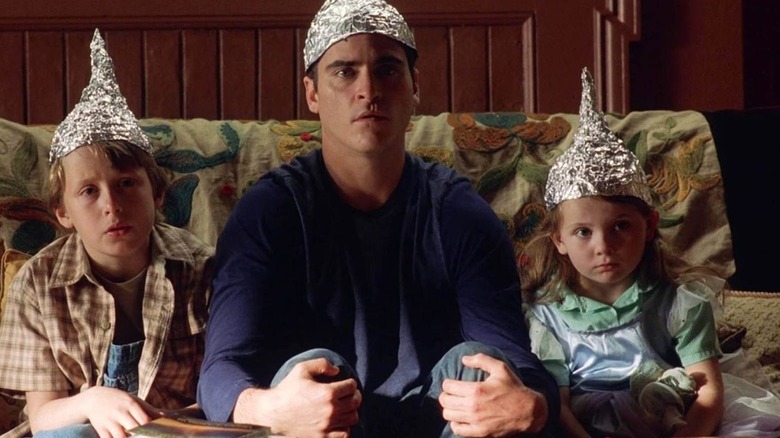 Morgan, Merrill and Bo wearing tin foil hats