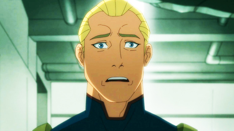 Homelander looks confused and upset in closeup in The Boys: Diabollical