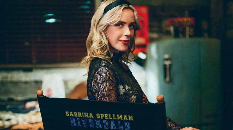 Kiernan Shipka on the set of Riverdale
