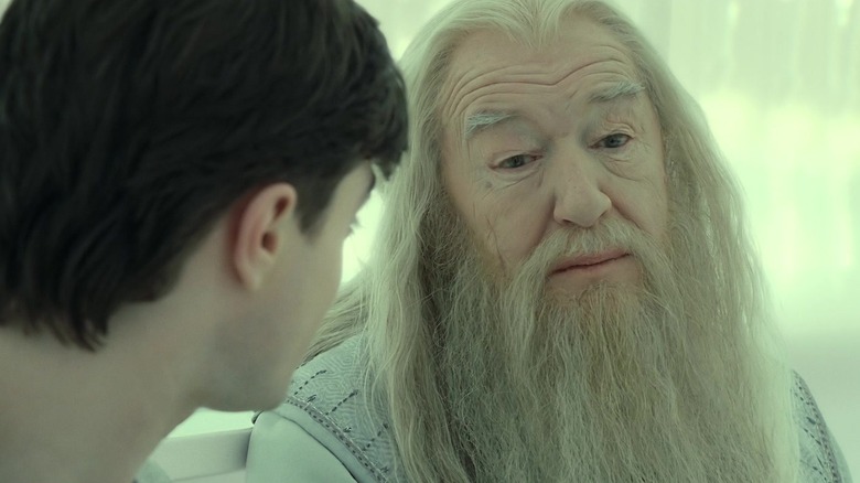 Dumbledore speaks to Harry in the afterlife in Harry Potter and the Deathly Hallows: Part 2