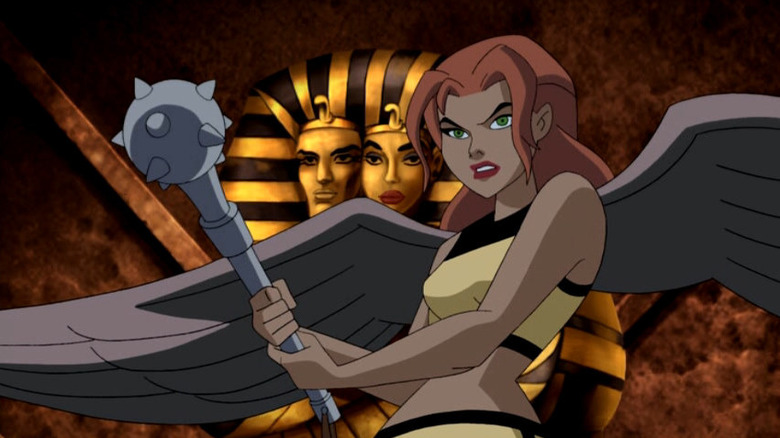 Hawkgirl inside an Egyptian pyramid in Justice League Unlimited