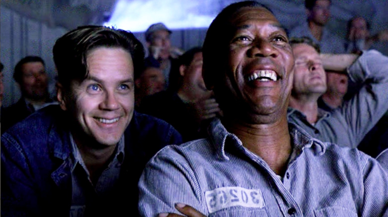 Tim Robbins Morgan Freeman laughing