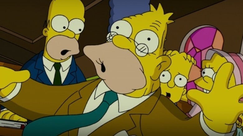 Grandpa Simpson falling over in church in The Simpsons