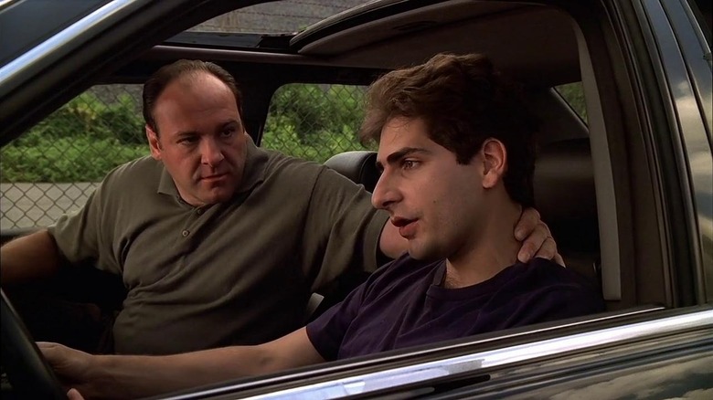 James Gandolfini as Tony Soprano and Michael Imperioli as Christopher Moltisanti in season 1 of The Sopranos