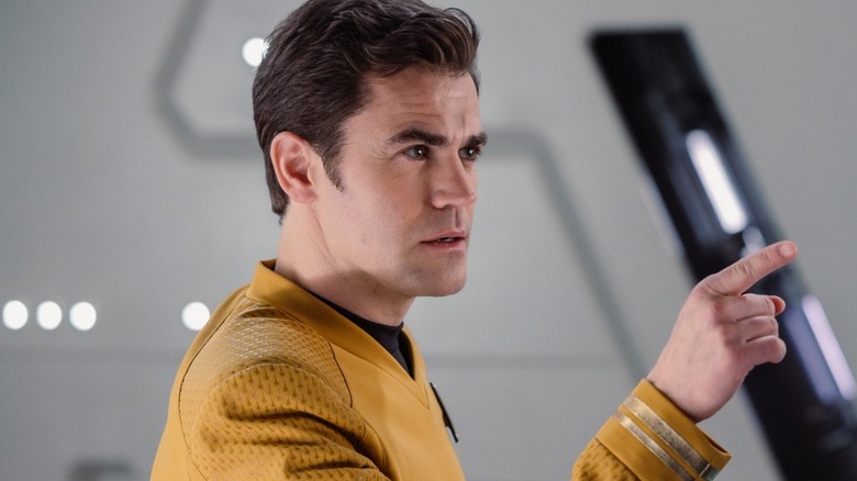 Kirk pointing at Spock on Star Trek: Strange New Worlds