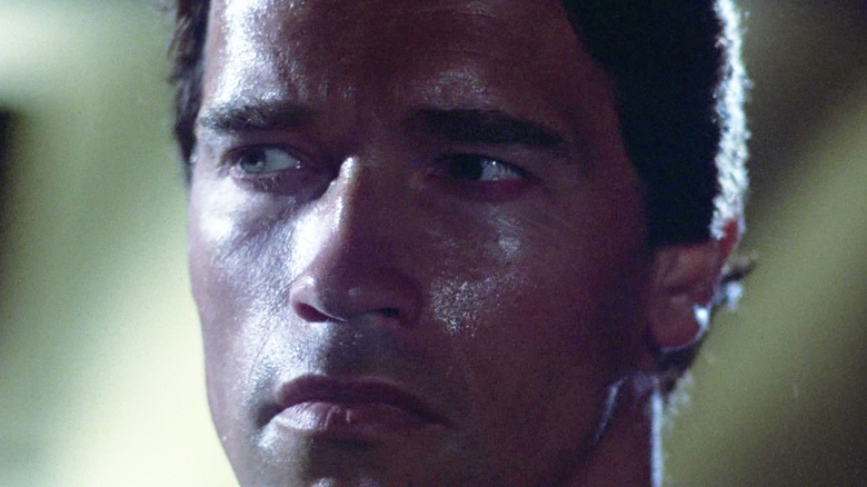 Arnold Schwarzenegger's Terminator is seen in closeup in The Terminator