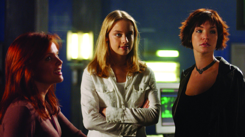 Dina Meyer as Oracle, Rachel Skarsten as Black Canary, and Ashley Scott as Huntress in Birds of Prey