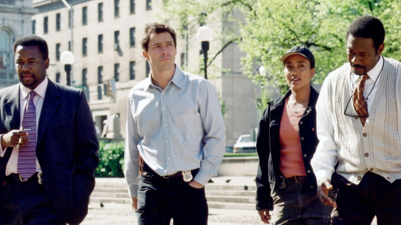 Clarke Peters, Wendell Pierce, Sonja Sohn, and Dominic West in 'The Wire'