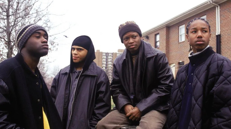 (L to R) Trey Chaney, J.D. Williams, Lawrence Gilliard Jr., and Michael B. Jordan star in HBO series The Wire