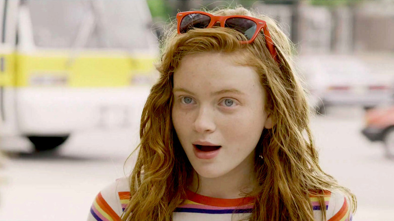 Sadie Sink looks surprised on Stranger Things