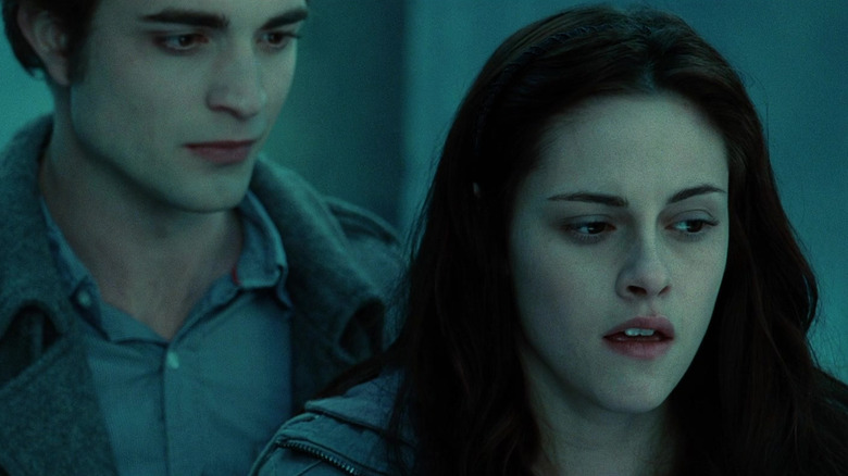 Edward confronting Bella in the woods in Twilight