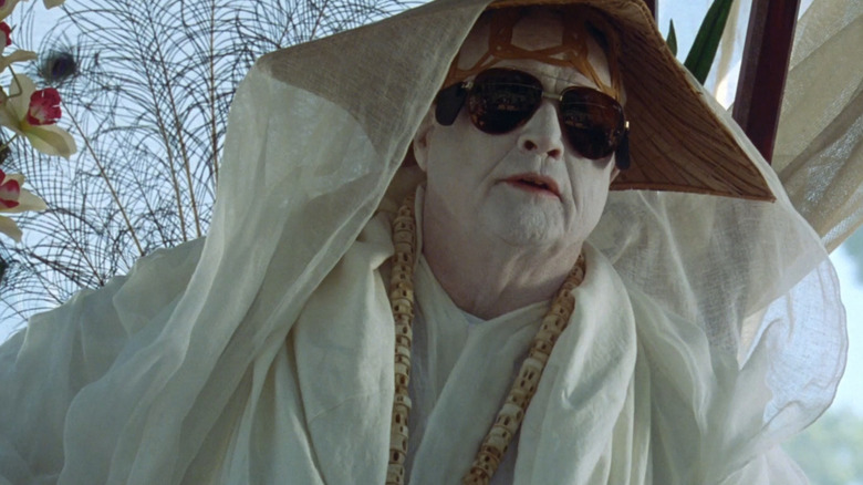 Marlon Brando's Dr. Moreau dressed in white in 