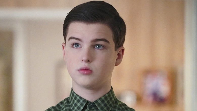 Iain Armitage as Sheldon Cooper looking confused on Young Sheldon