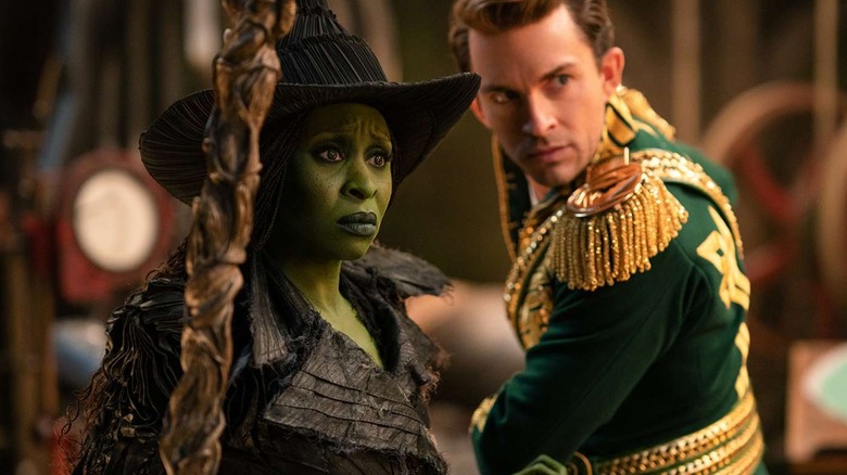 Elphaba and Fiyero looking concerned in the Wizard's quarters in Wicked: For Good