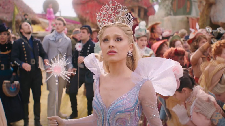 Glinda looking up concerned in Wicked: For Good
