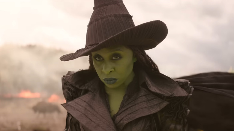 Elphaba holding her broomstick in Wicked: For Good