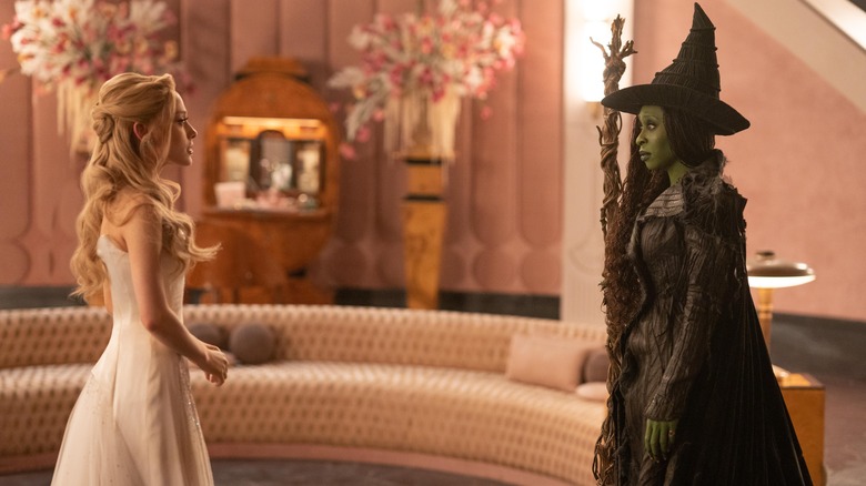 Glinda and Elphaba staring one another down in Wicked: For Good