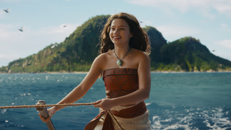 Catherine Lagaʻaia as Moana on her boat in Moana (2026)