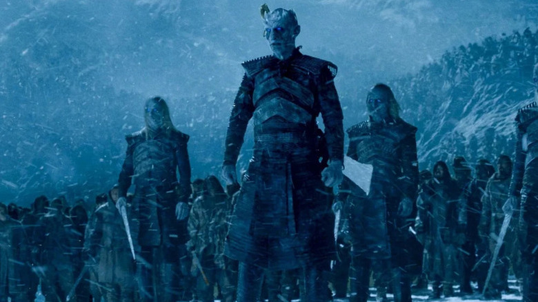 The White Walkers stand in front of an army of wights in Game of Thrones