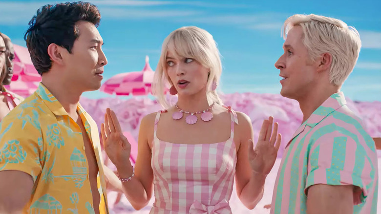 Simu Liu, Margot Robbie, and Ryan Gosling in Barbie