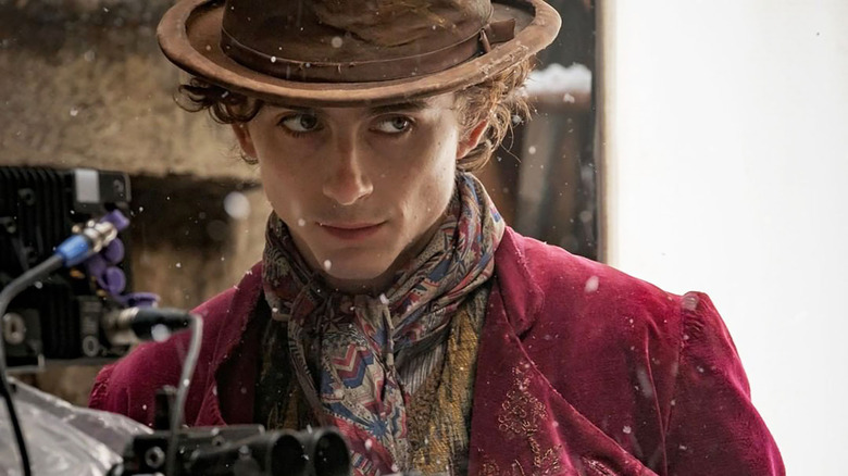 Timothee Chalamet on the set of Wonka