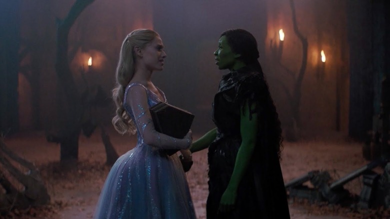 Glinda (Ariana Grande) looking at Elphaba (Cynthia Erivo) in Wicked: For Good