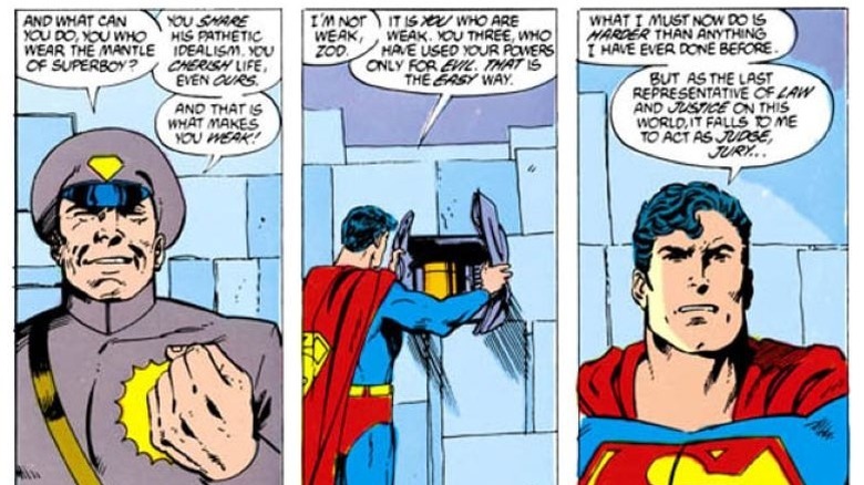 Superman and General Zod arguing in DC Comics paels