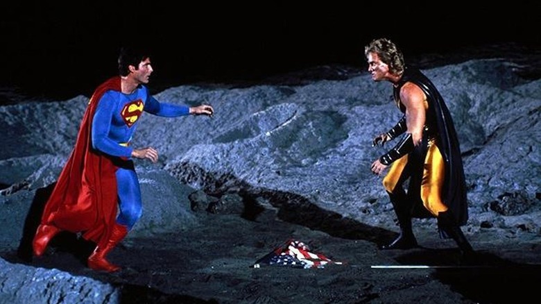 Superman and Nuclear Man about to fight on the moon in Superman IV