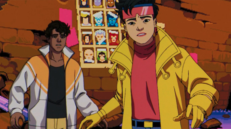 Jubilee and Sunspot in a 16-bit video game in X-Men '97