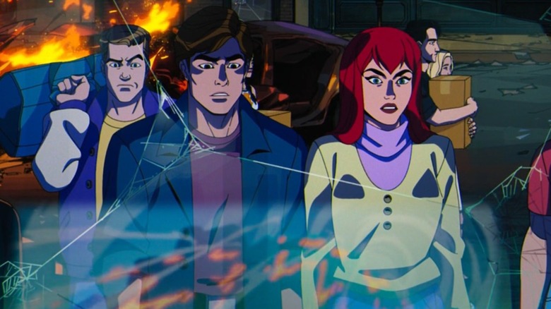 Peter Parker stands with Mary Jane in X-Men '97