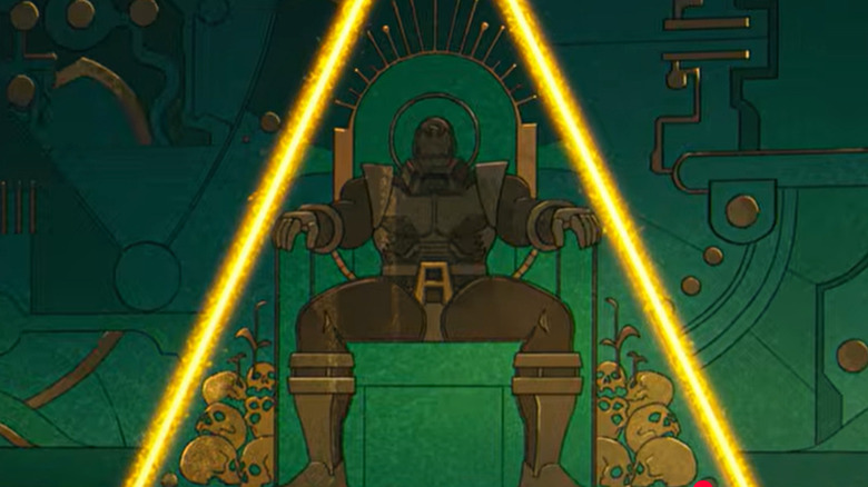Heiroglyph of Apocalypse sitting on throne in X-Men '97