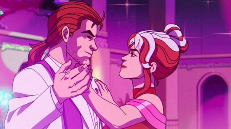 Rogue and Gambit ballroom dancing in formal wear on X-Men '97