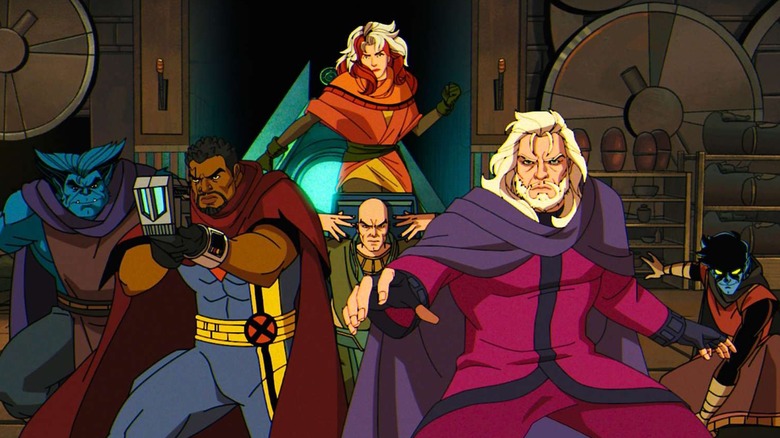 Beast, Bishop, Rogue, Professor X, Magneto, and Nightcrawler in ancient Egypt in X-Men 97 Season 2