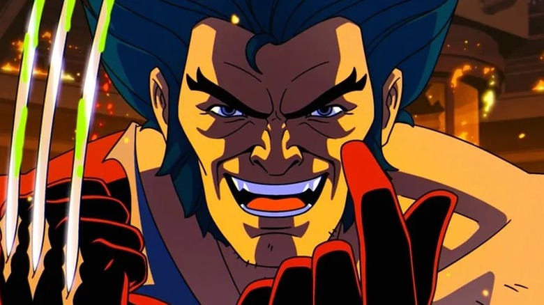 Wolverine smiling with his claws unsheathed in X-Men '97