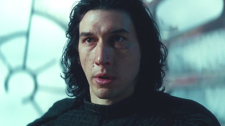 Adam Driver's Kylo Ren is seen in closeup in Star Wars The Rise of Skywalker