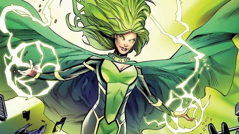 Polaris levitating while summoning electricity in an X-Factor comic cover