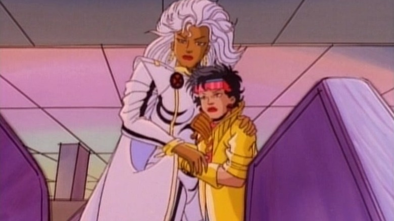 Storm holding Jubilee in X-Men: The Animated Series