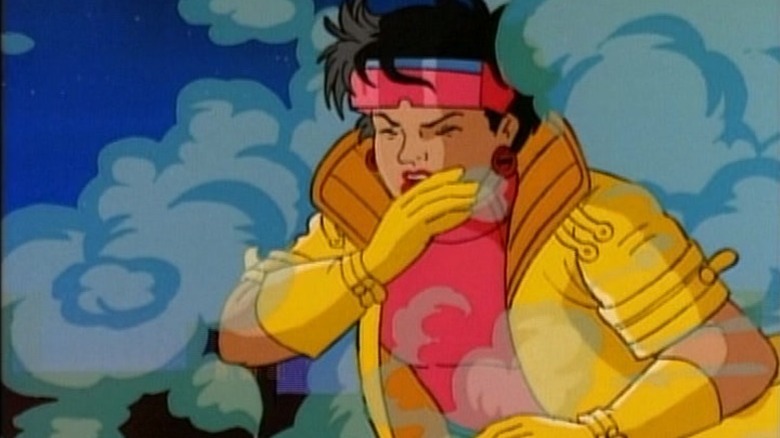 Jubilee coughing through smoke in X-Men: The Animated Series