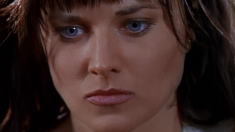 Lucy Lawles in the role of Xena looks very sad on Xena: Warrior Princess