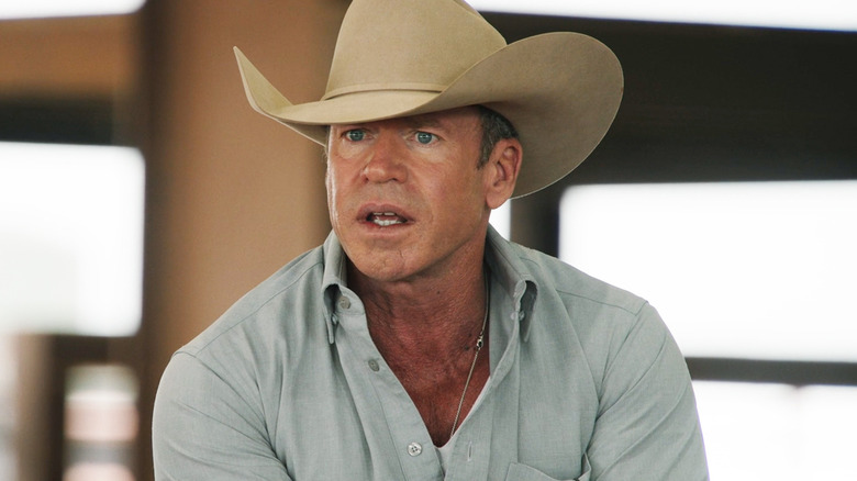 Taylor Sheridan's Travis Wheatley looks surprised in Yellowstone