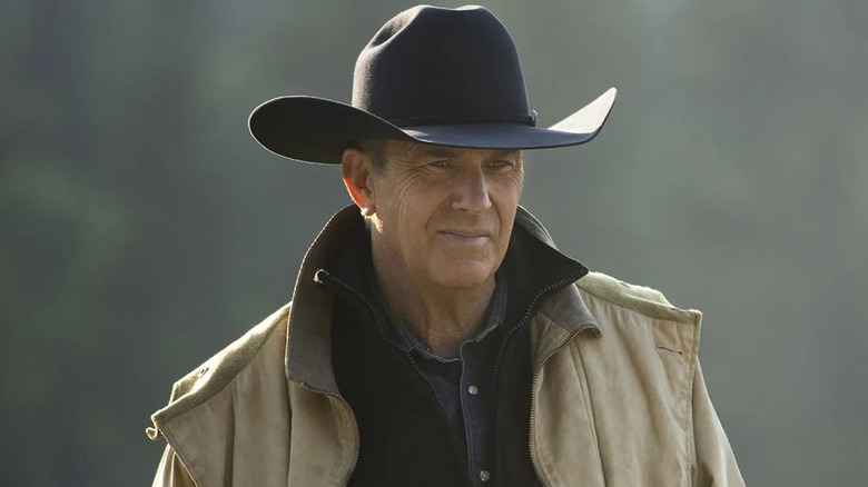 Kevin Costner as John Dutton on his ranch on Yellowstone