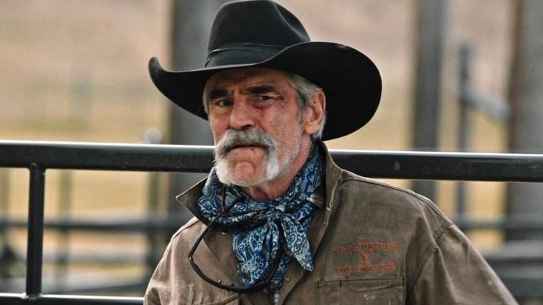 Forrie J. Smith as Lloyd Pierce in the horse gates on Yellowstone