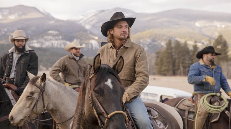Kayce on horseback in Yellowstone