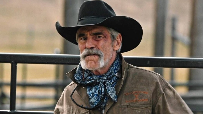 Forrie J. Smith as Lloyd Pierce in the horse gates on Yellowstone
