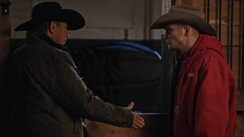 John Dutton offering Jimmy a handshake on "Yellowstone"