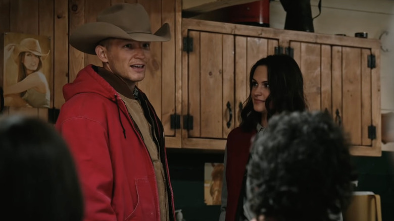 Emily and Jimmy standing together on "Yellowstone"