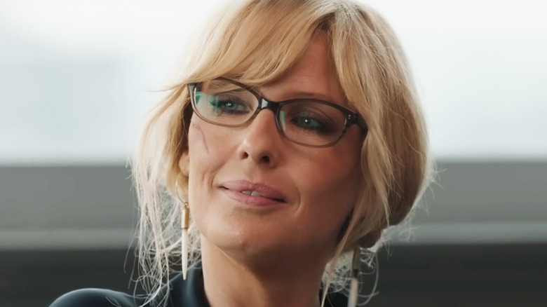 Kelly Reilly's Beth Dutton smiles in closeup in Yellowstone