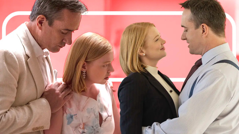 Matthew Macfadyen as Tom Wambsgans and Sarah Snook as Shiv Roy in Succession